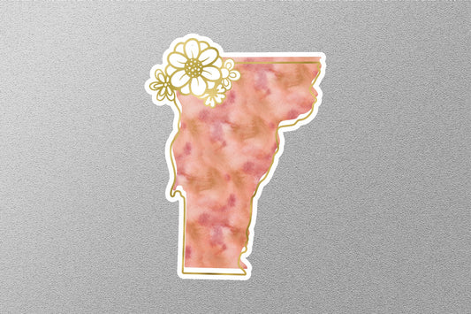 Floral Vermont State Sticker