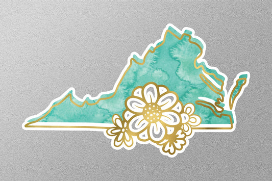 Floral Virginia State Sticker