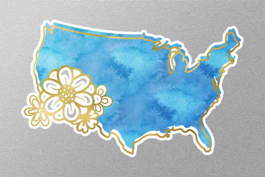 Floral United States of America State Sticker