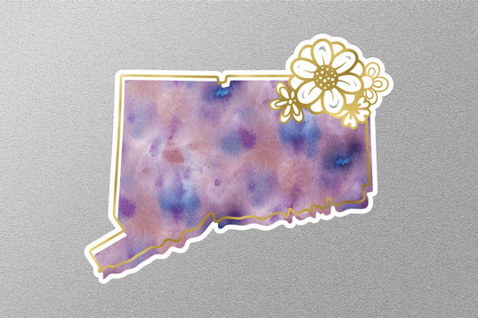 Floral Connecticut State Sticker