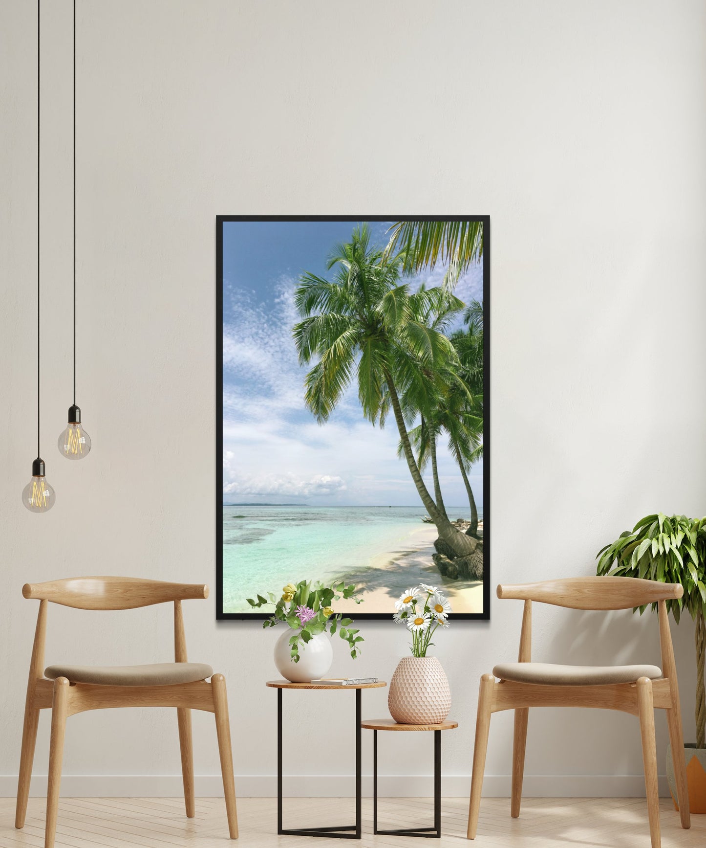 Palm Tree on Beach Poster - Matte Paper