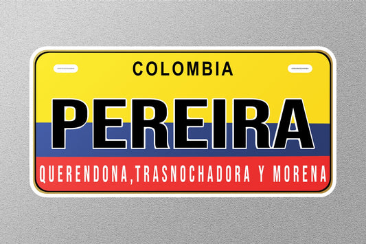 Pereira Colombia License Plate Sticker