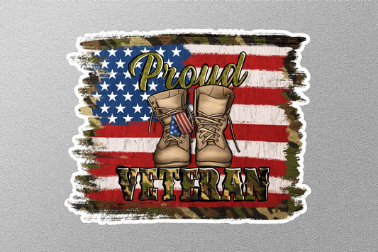 Proud Veteran American Flag Sticker