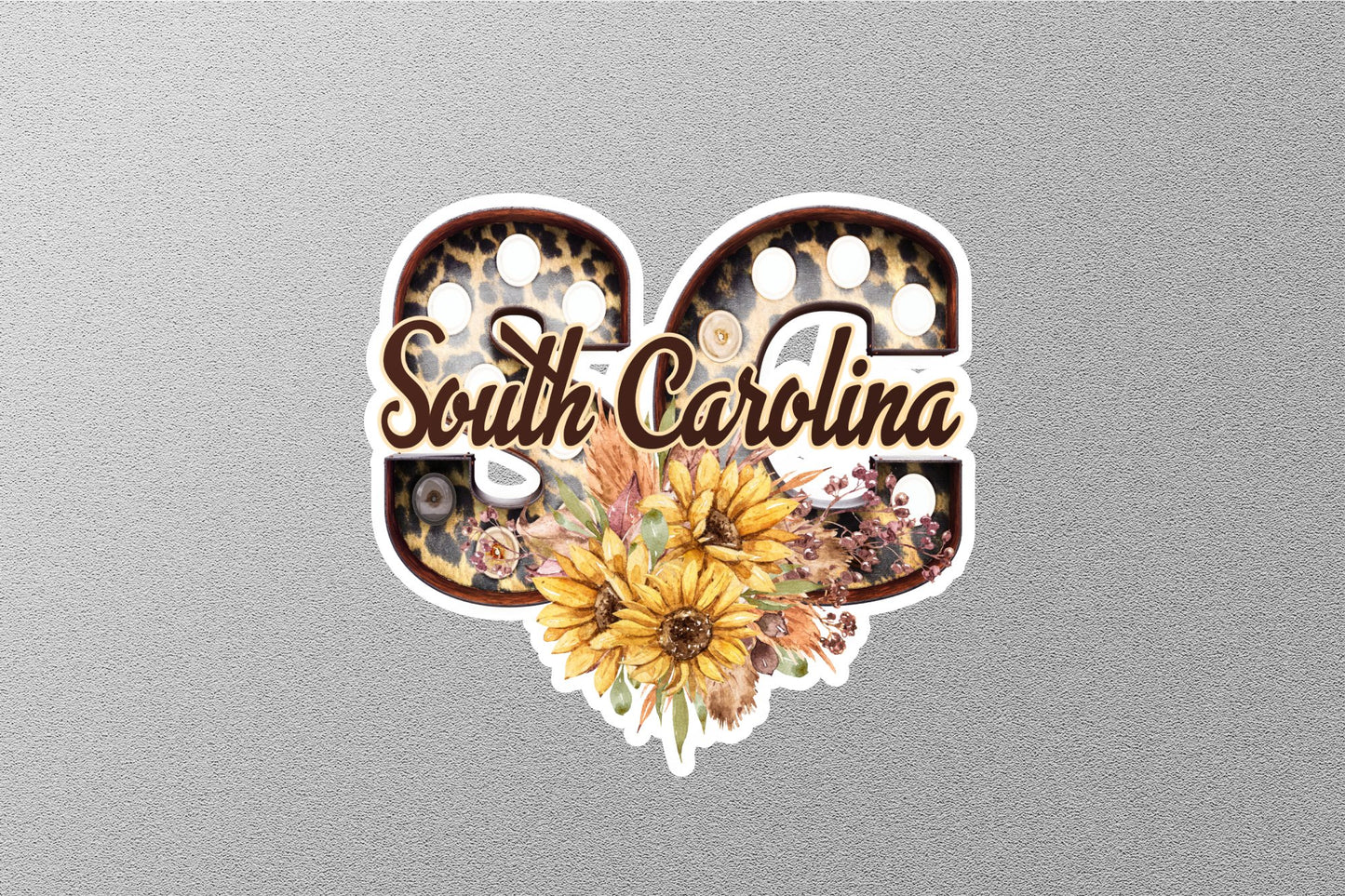 Floral SC South Carolina With Sunflowers State Sticker