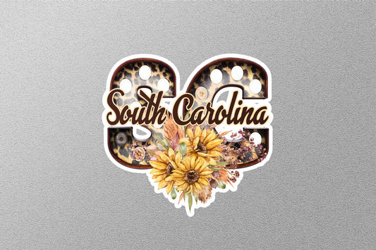 Floral SC South Carolina With Sunflowers State Sticker