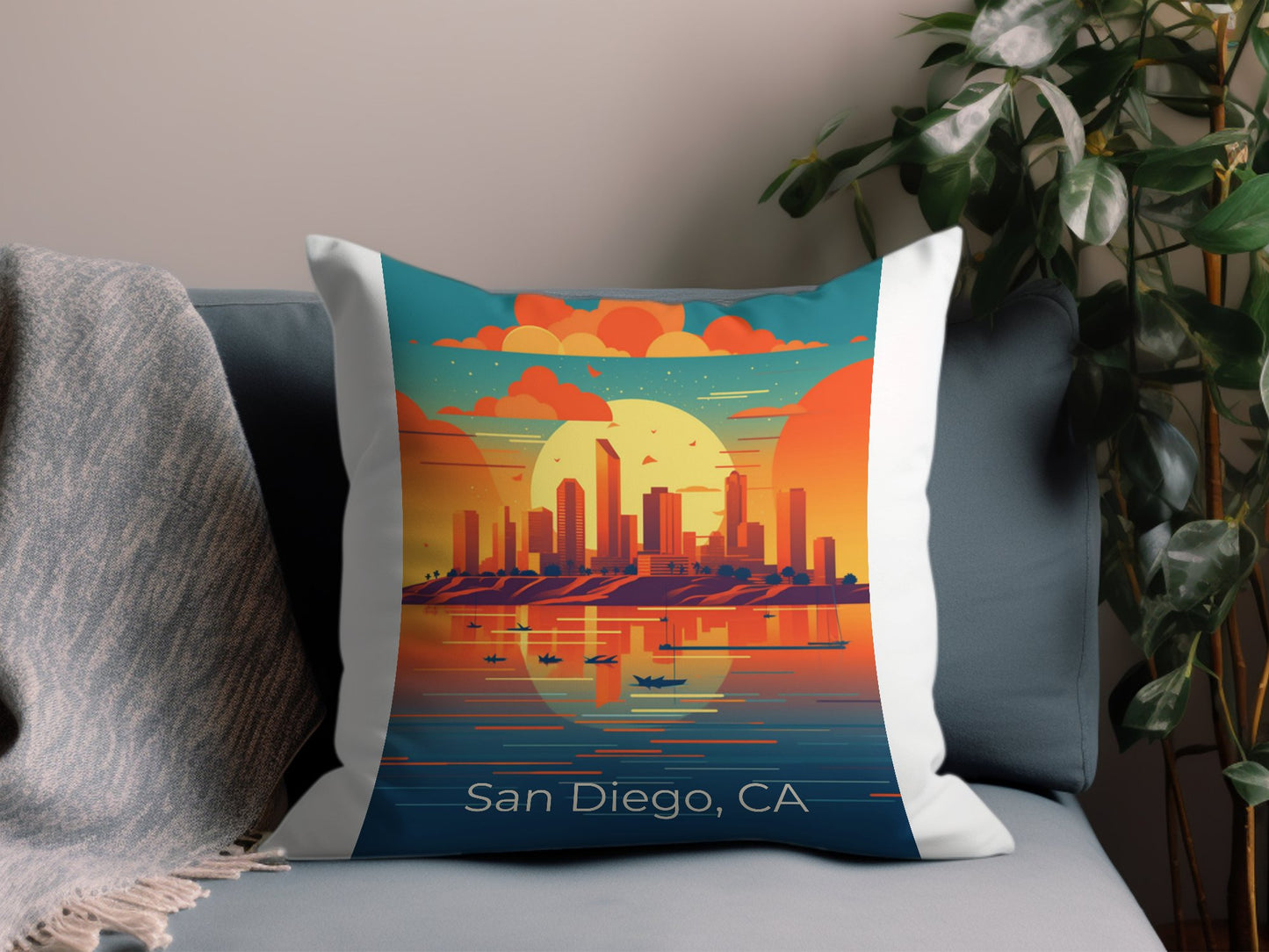Vintage San Diego CA 9 Throw Pillow