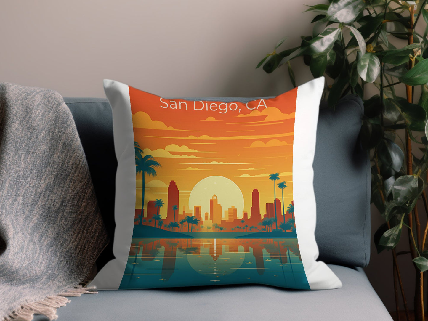 Vintage San Diego CA 11 Throw Pillow