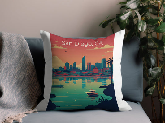 Vintage San Diego CA 4 Throw Pillow
