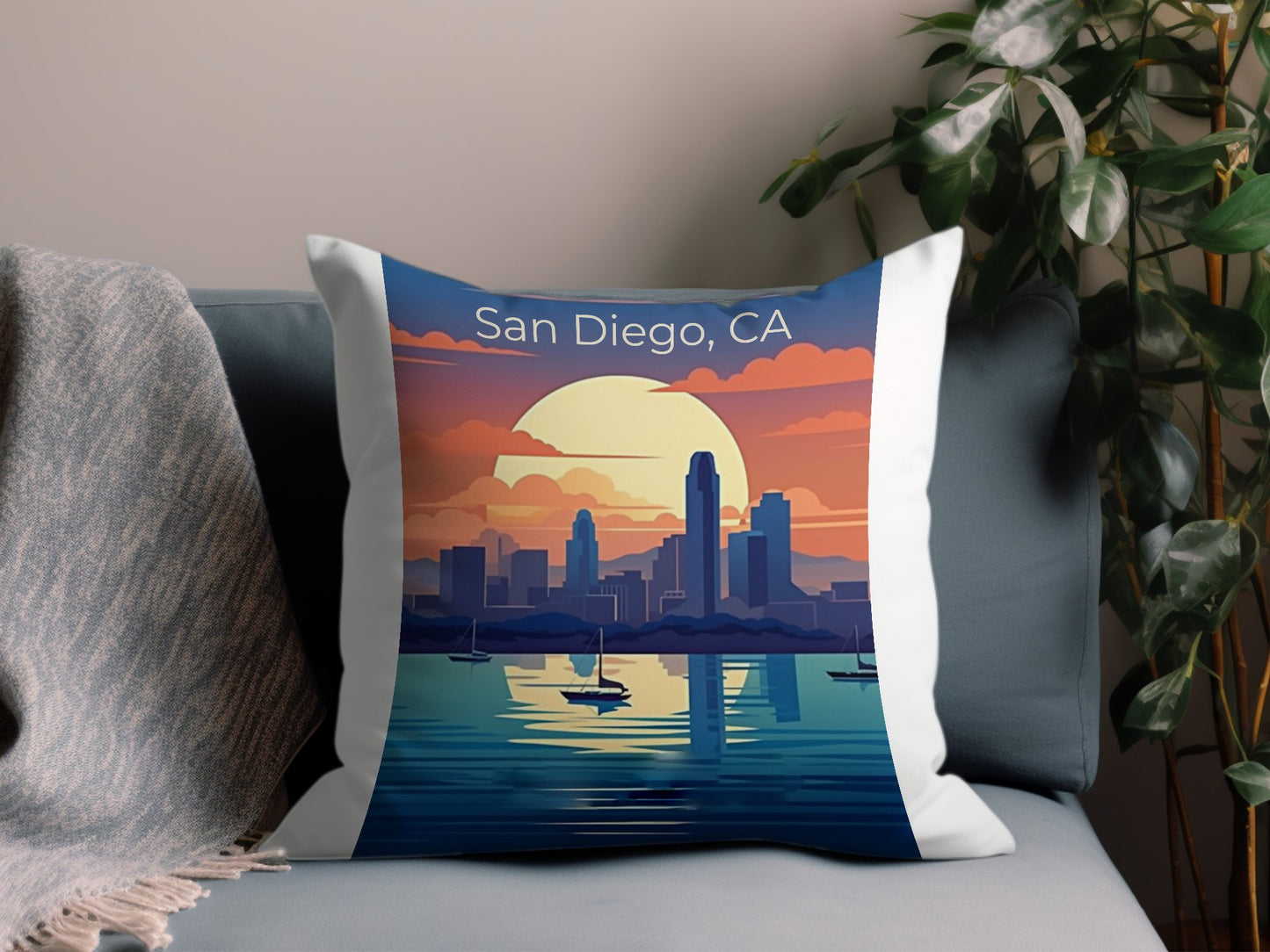 Vintage San Diego CA 5 Throw Pillow