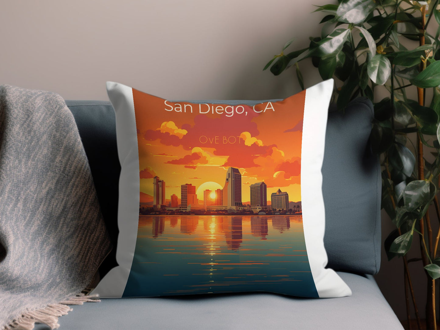 Vintage San Diego CA Ove Bot Throw Pillow