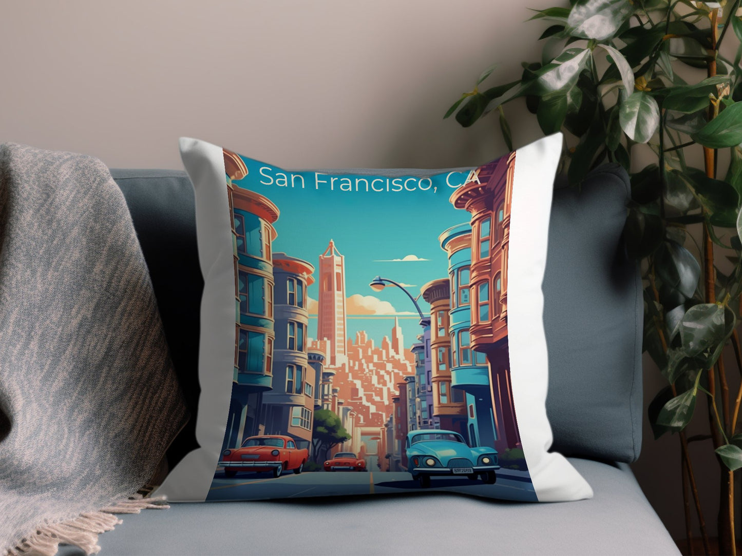 Vintage San Francisco 2 Throw Pillow