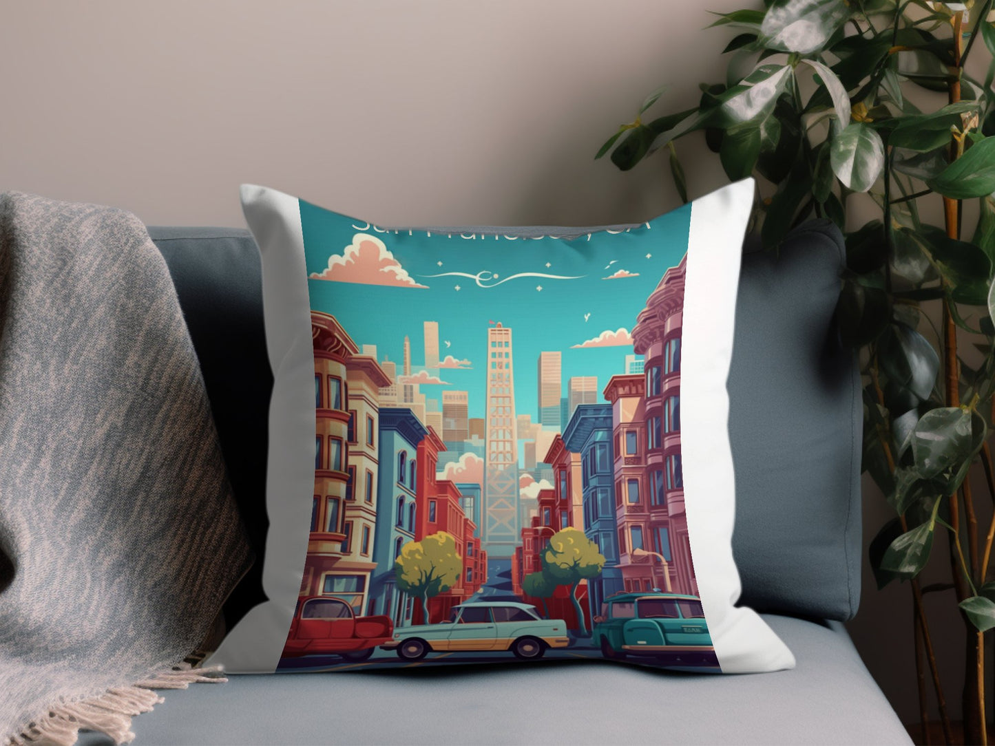 Vintage San Francisco 3 Throw Pillow