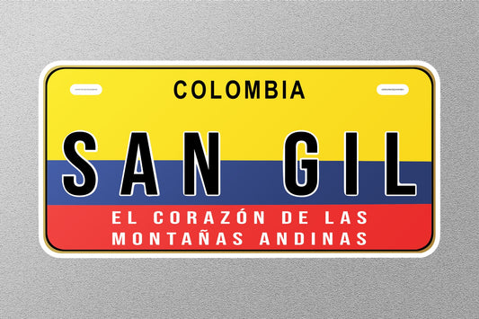 San Gil Colombia License Plate Sticker