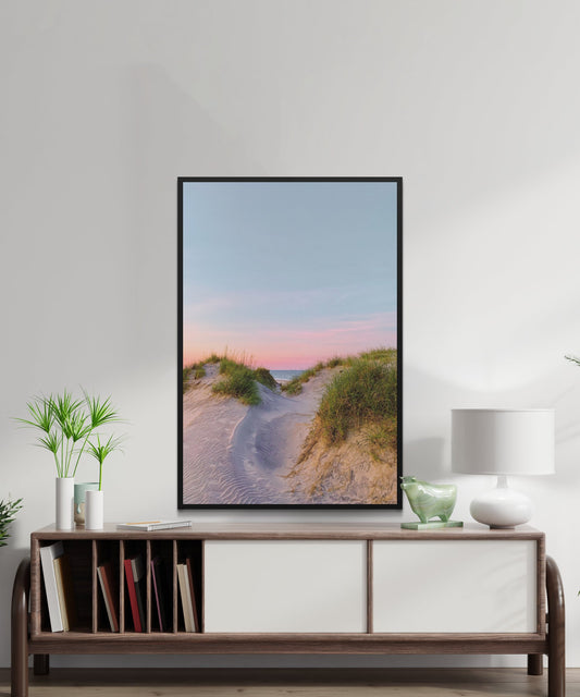 Sand Dunes on the Beach at Sunset Poster - Matte Paper