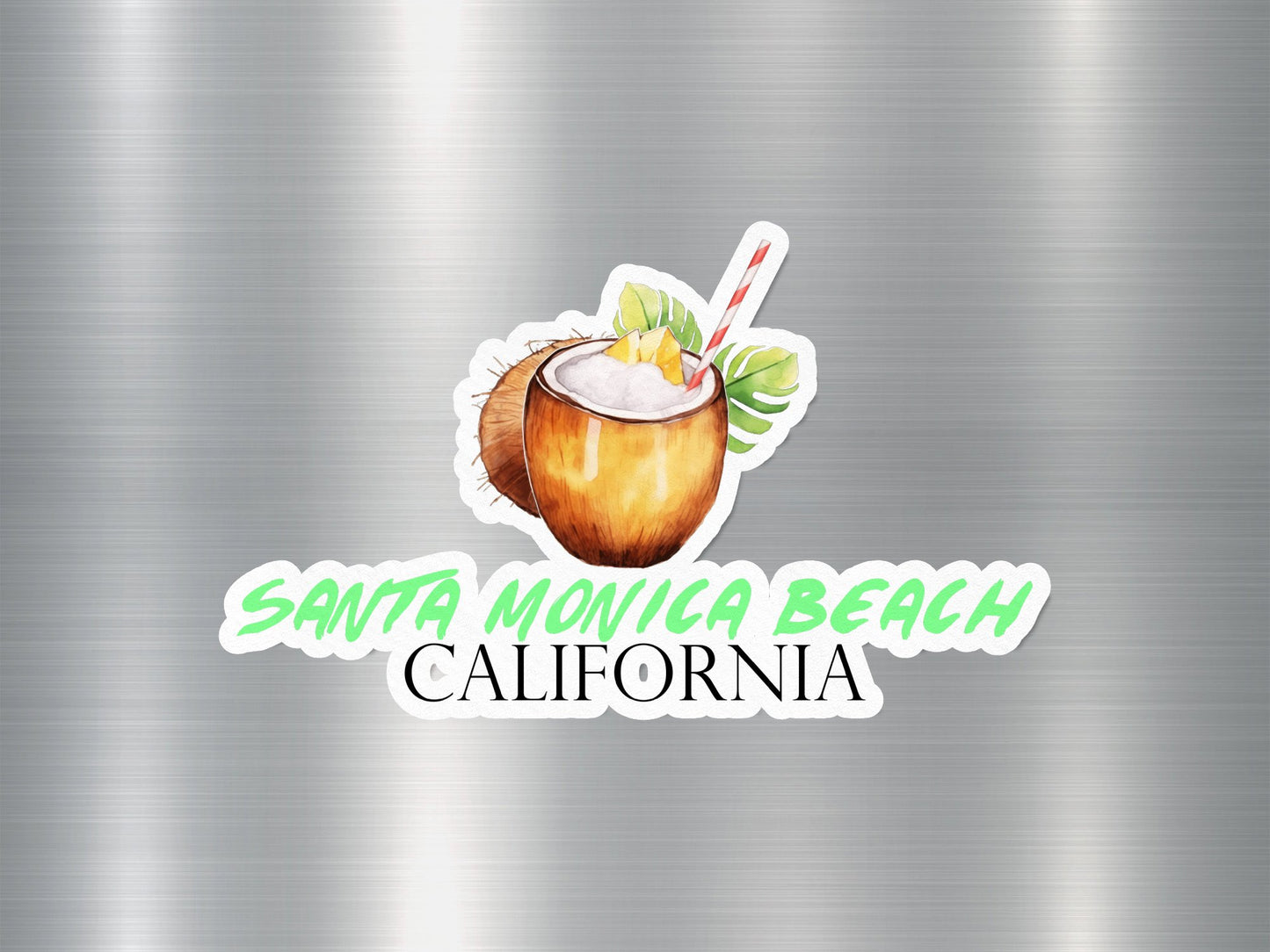 Santa Monica Beach California Coconut Sticker