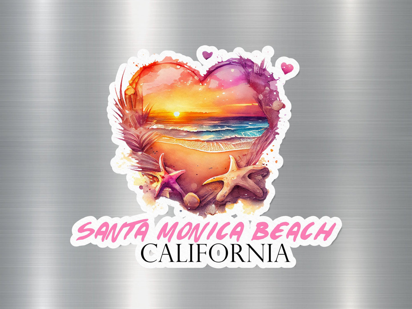 Santa Monica Beach California Heart Sticker