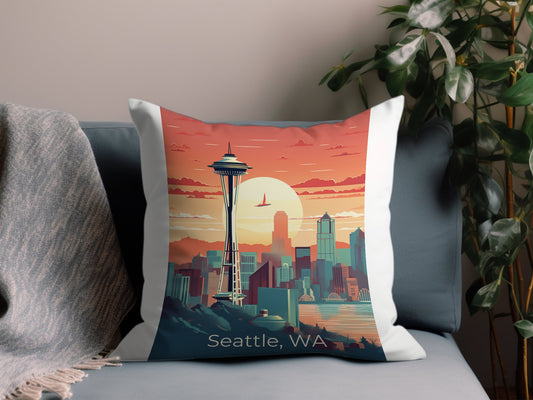 Vintage Seattle Wa 2 Throw Pillow
