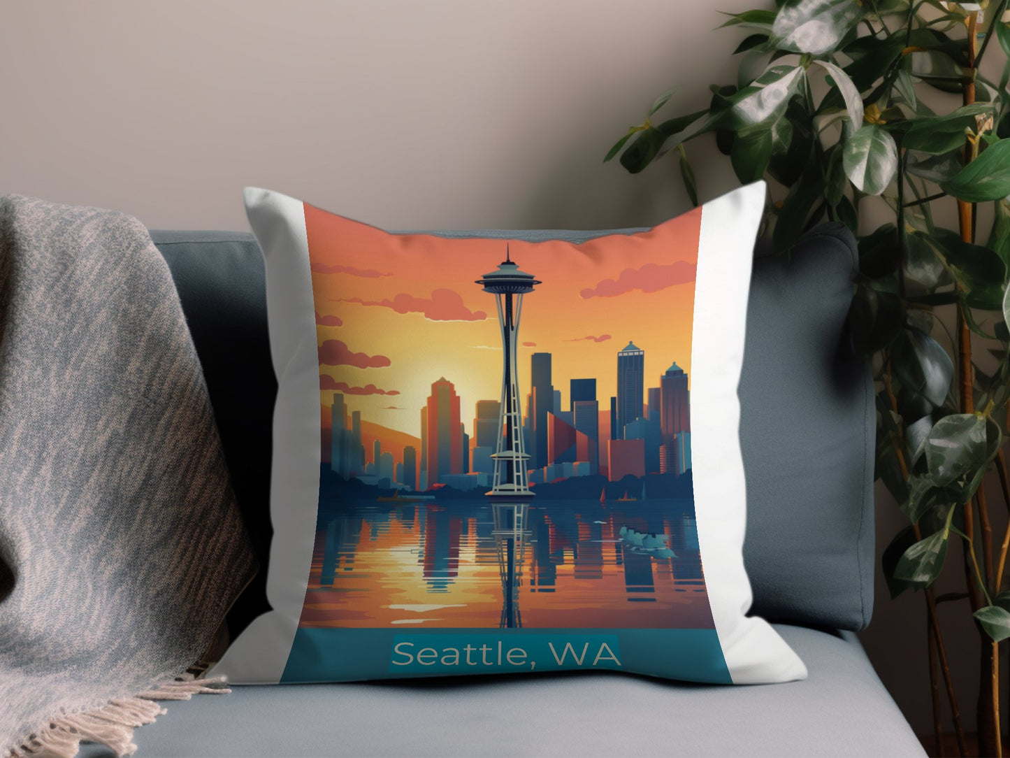 Vintage Seattle 3 Throw Pillow