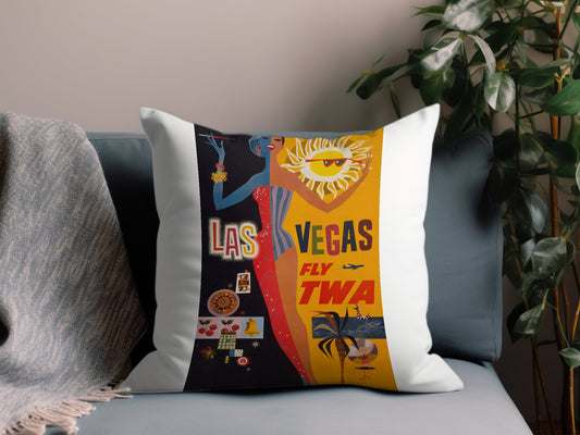 Vintage Las Vegas Fly TWA Throw Pillow