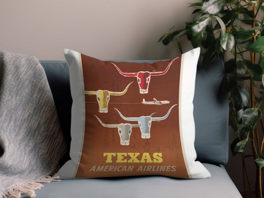 Vintage Texas American Airlines Throw Pillow