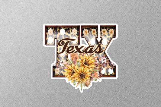 Floral Tx Texas With Sunflowers State Sticker