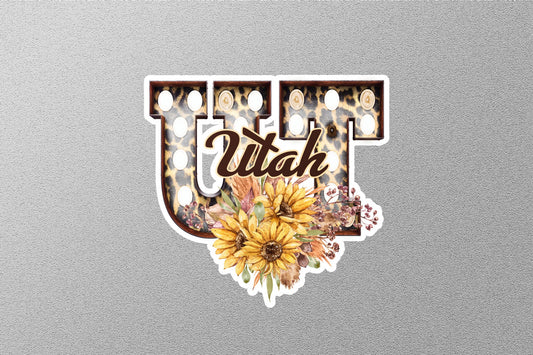 Floral UT Utah With Sunflowers State Sticker