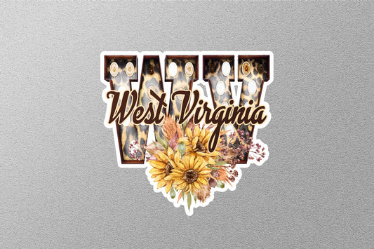 Floral WV West Virginia With Sunflowers State Sticker