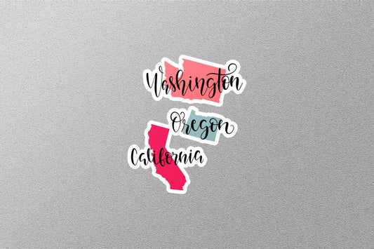 Washington Oregon California State Sticker
