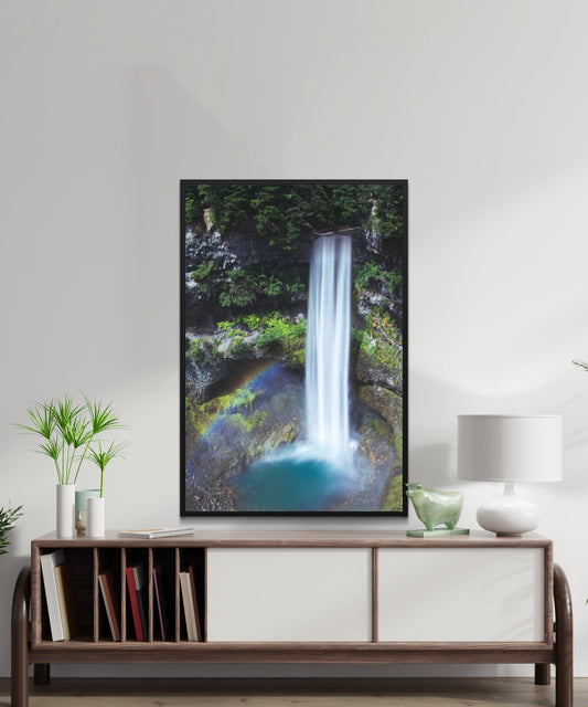 Waterfall Flowing Into A Rainbow Poster - Matte Paper