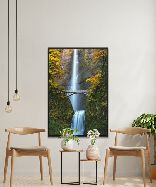 Waterfall with Bridge Poster - Matte Paper