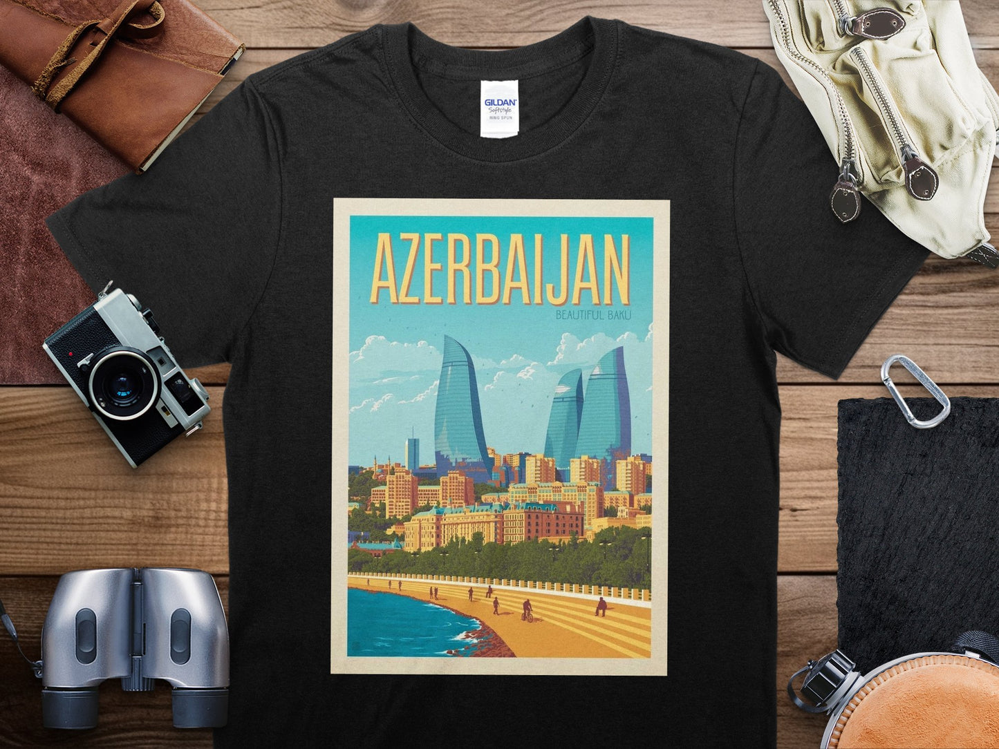 Vintage Azerbaijan T-Shirt , Azerbaijan Travel Shirt