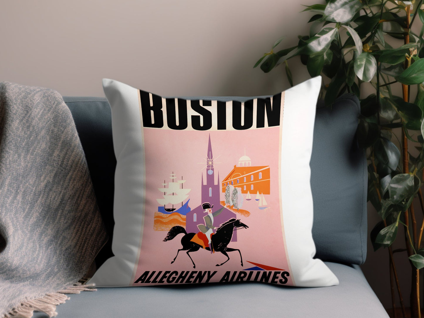 Vintage Boston Throw Pillow