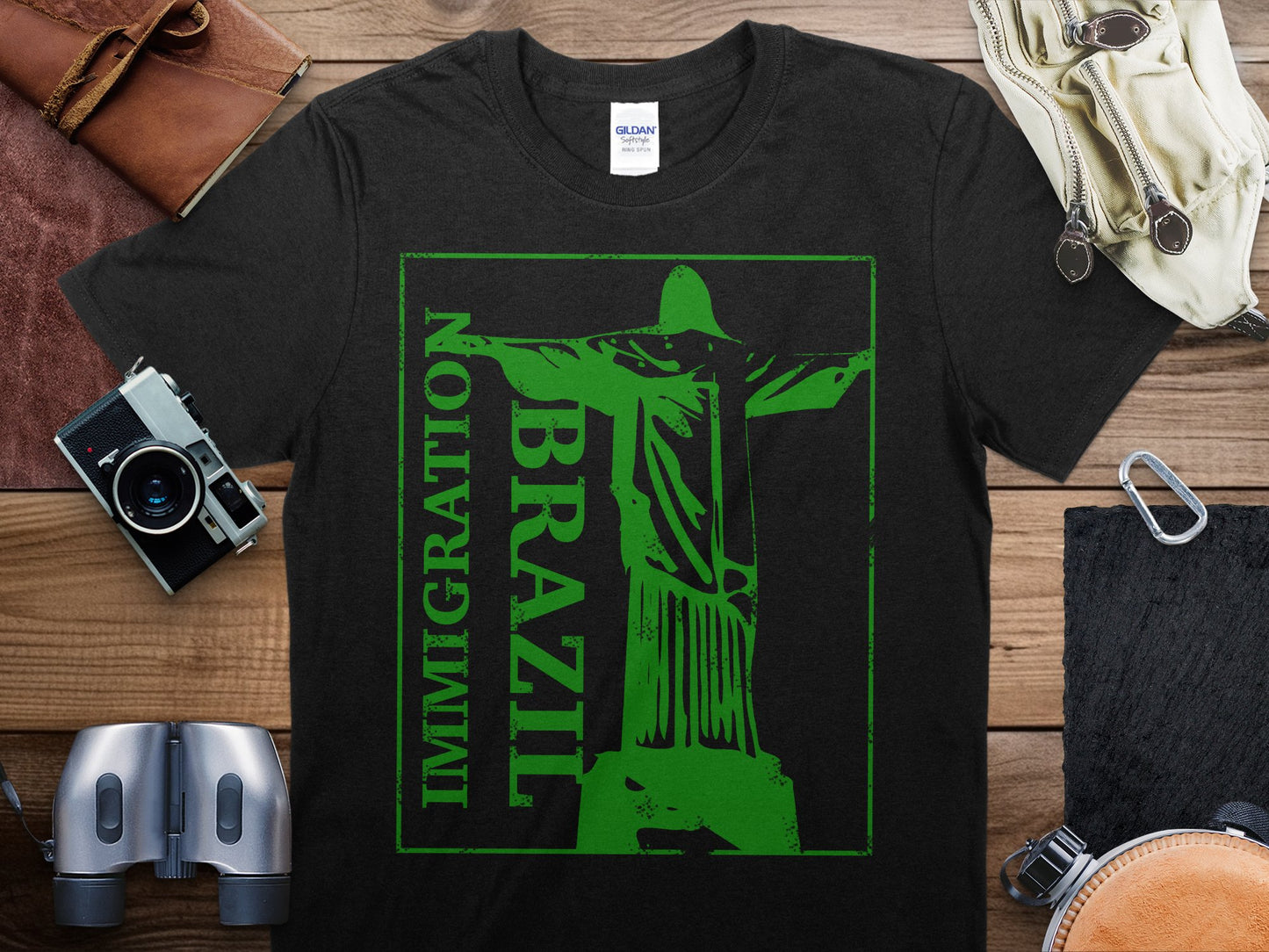 Brazil Green Stamp Travel T-Shirt, Brazil Green Travel Shirt