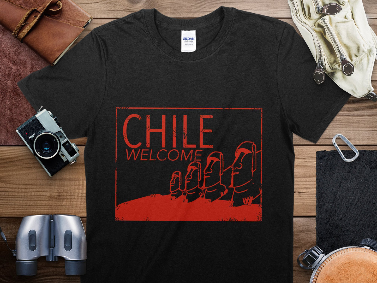 Chile Red Stamp Travel T-Shirt, Chile Red Travel Shirt