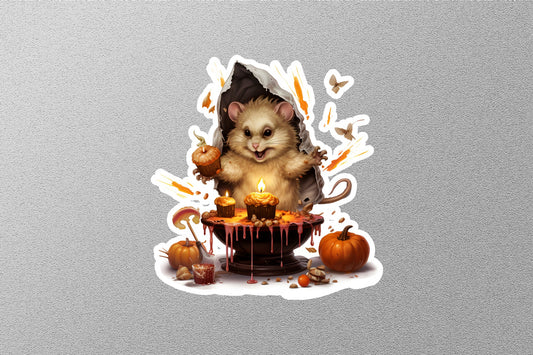 Cute Mouse With Candle Halloween Sticker