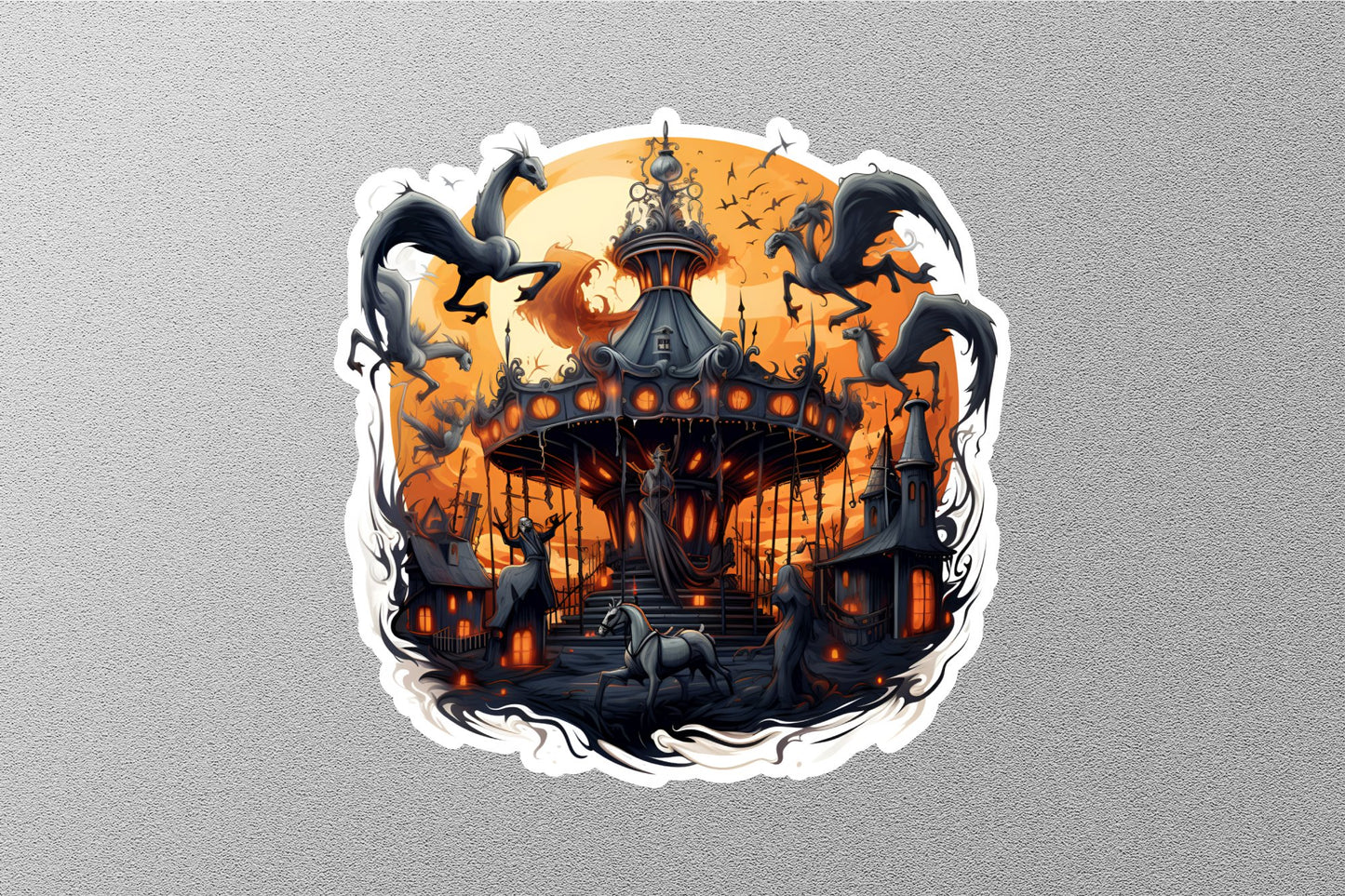 Horror House Carrousel  Halloween Sticker