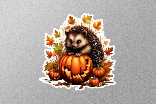 Hedgehog with pumpkin Halloween Sticker