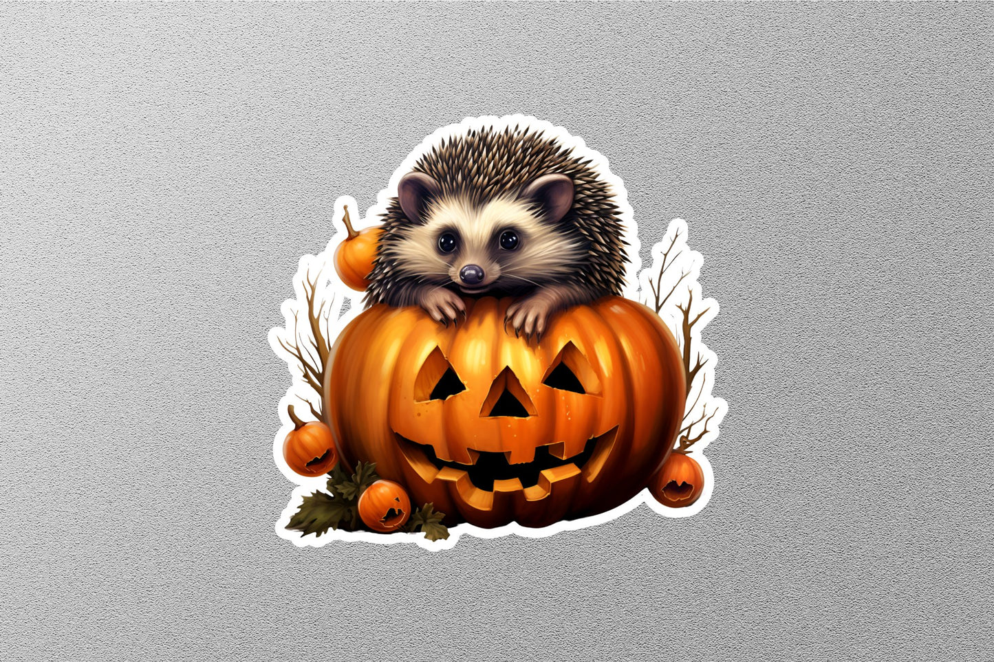 Fall Hedgehog Pumpkin Halloween Sticker