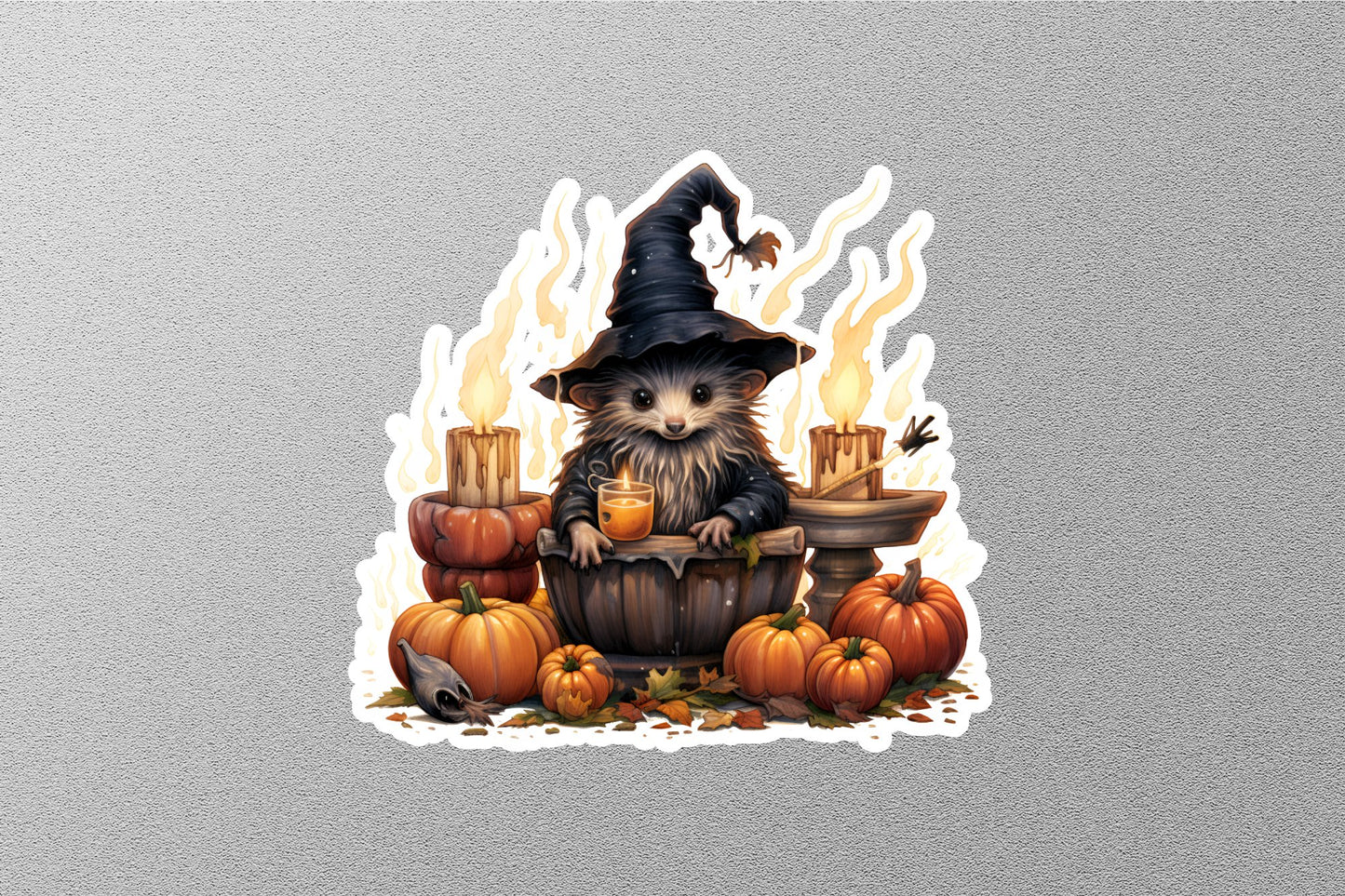 Witchy Hedgehog Familiar Sitting Halloween Sticker