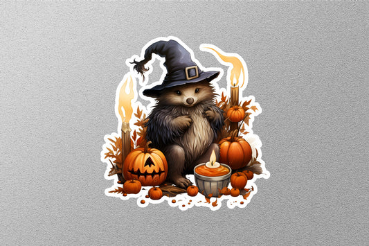 Hedgehog With Head Cap Halloween Sticker