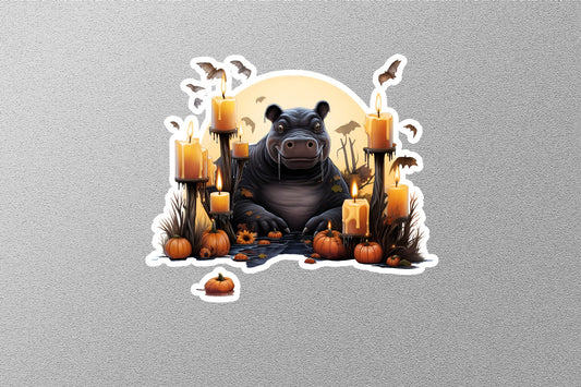 Hippo With Candles Halloween Sticker