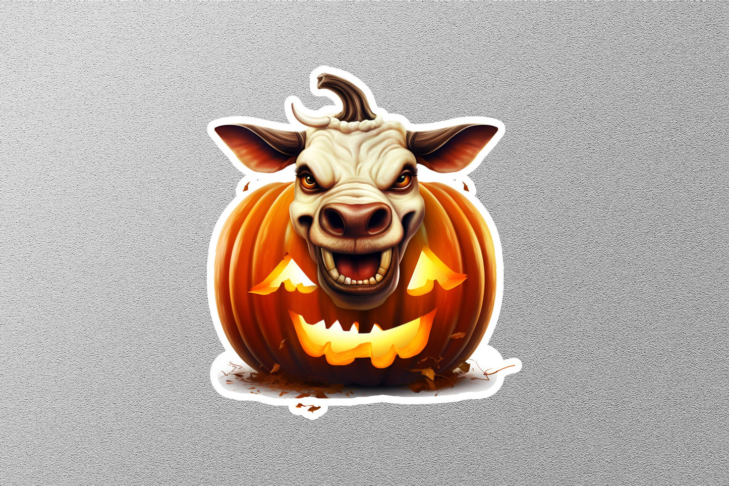 Cow With Pumpkins Halloween Sticker