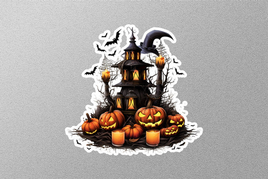 Haunted House pumpkin Halloween Sticker