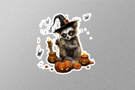 Lemur With Pumpkins Halloween Sticker