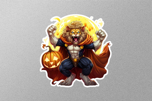 Wholesale Angry Lion With Halloween Pumpkin Sticker