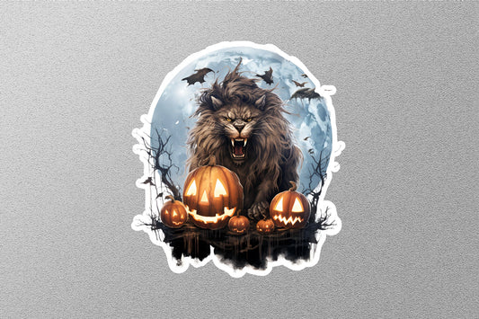 Angry Wolf With Pumpkins Halloween Sticker