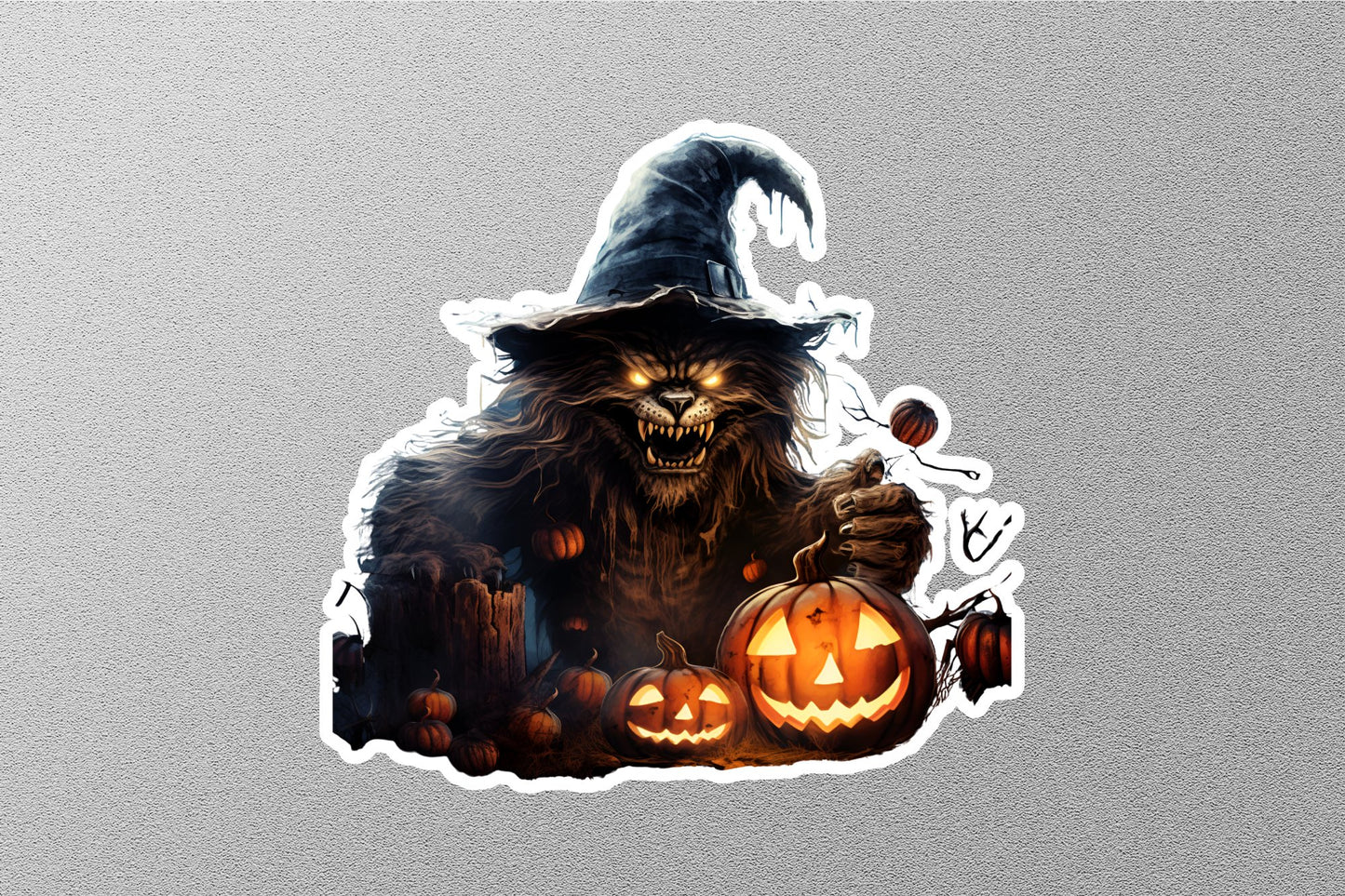 Angry Wolf With Hat Halloween Sticker