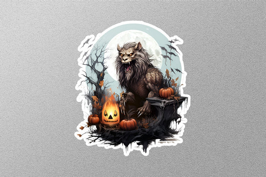 Wholesale Wolf With Halloween Pumpkins Sticker