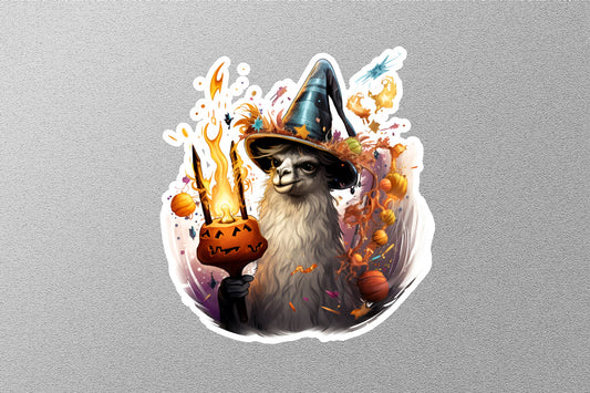 Llama With Hat Halloween Sticker