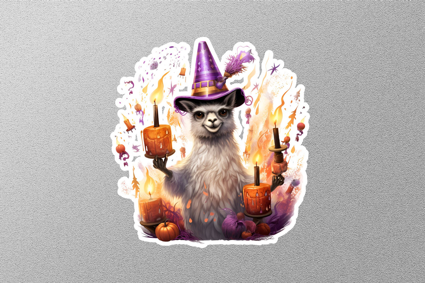 Llama With Hat And Candles Halloween Sticker